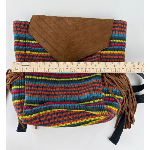 Vintage Earthbound Trading Backpack Rainbow Suede Hippie Cottagecore Bohomenian - Picture 7 of 8